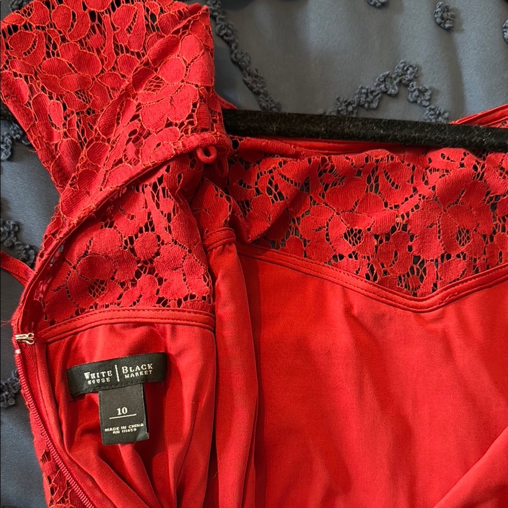 White House Black Market Red A-Line Mini Dress - Picture 3 of 3
